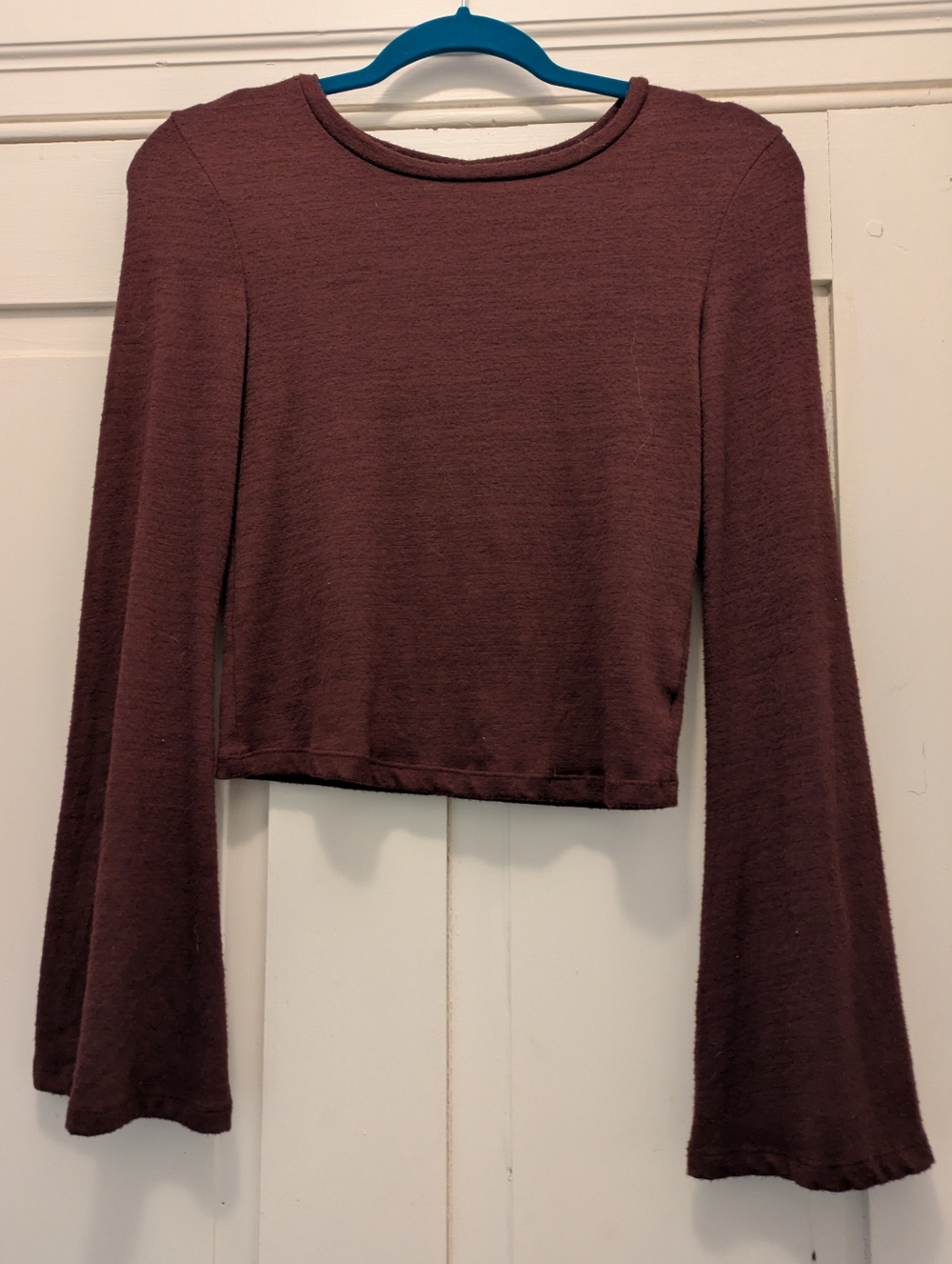 American Eagle Wine/Brown Bell Sleeve, Tie Back Soft Top- XS